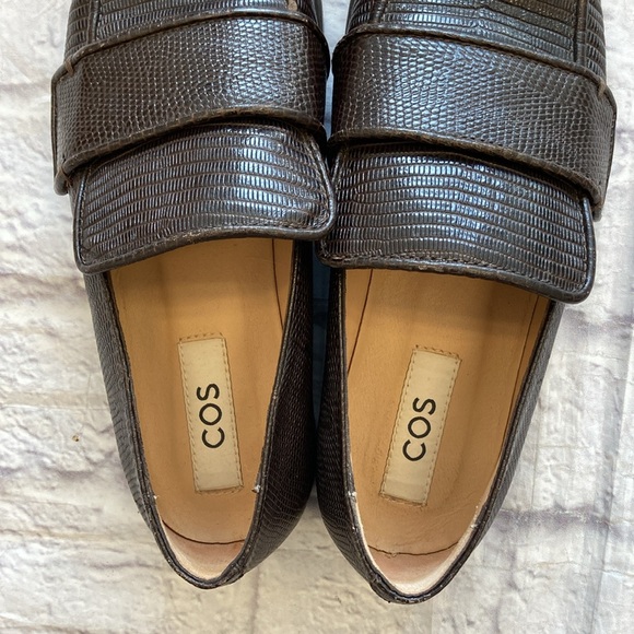 COS Brown Reptile Skin Loafers - Picture 4 of 5
